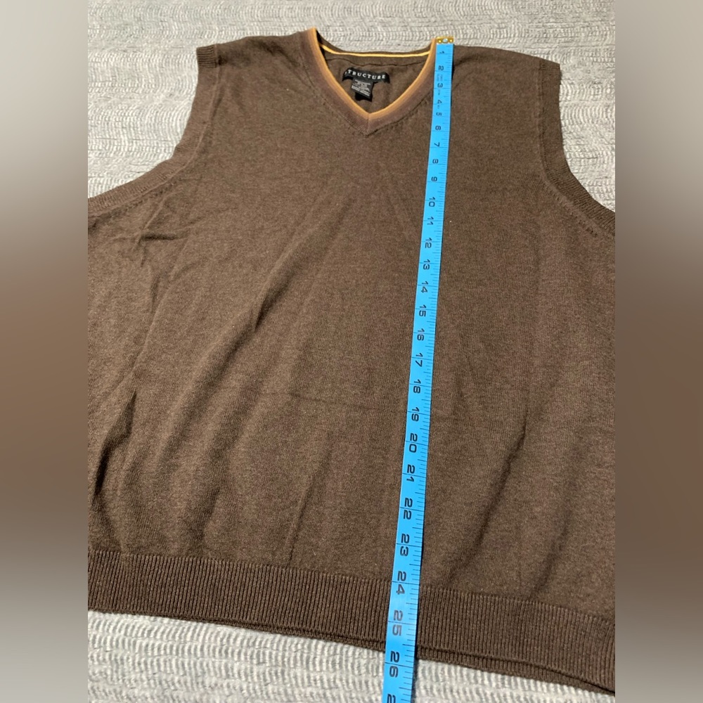3/$10 Men’s STRUCTURE Brown Sleeveless Sweater Vest Size EXTRA LARGE - Picture 7 of 8